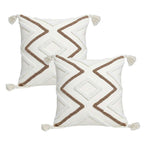 SOGA 2X Boho Tufted Cushion 45cm Tassel White Brown Geometric Decorative Throw Pillow $ 140