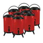 SOGA 8X 10L Stainless Steel Insulated Milk Tea Barrel Hot and Cold Beverage Dispenser Container with Faucet Red