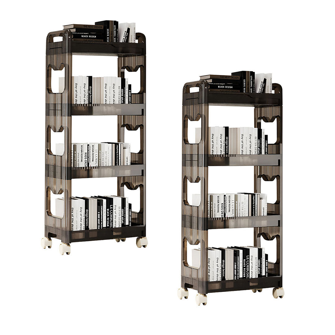 SOGA 2X 38x24cm Black 4 Tier Bookshelf & Cosmetic Storage Organizer Trolley Rack $ 166.50