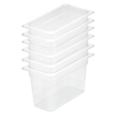 SOGA 200mm Clear Gastronorm GN Pan 1/3 Food Tray Storage Bundle of 6
