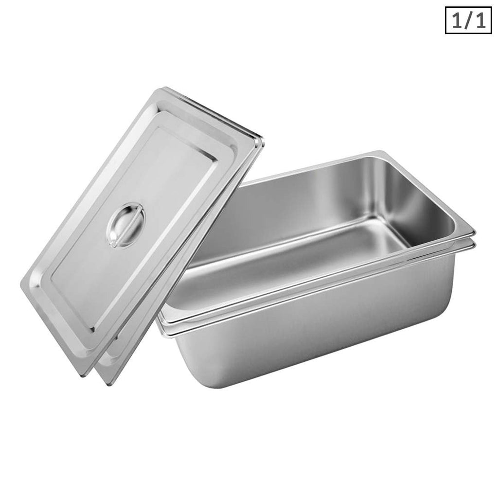 SOGA 2X Gastronorm GN Pan Full Size 1/1 GN Pan 20cm Deep Stainless Steel Tray With Lid $ 105.50