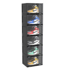 SOGA 6 Tier Black Portable Shoe Organiser Sneaker Footwear Folding Plastic Bin Stackable Storage Box with Magnetic Door $ 166.90