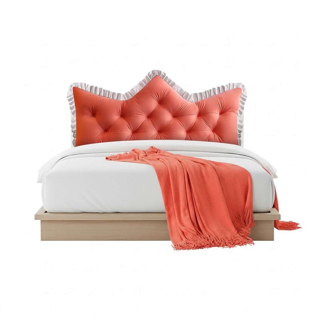 SOGA Home & Living Bundle – Pink Tufted Crown Pillow & Orange Acrylic Knitted Throw Blanket $ 0