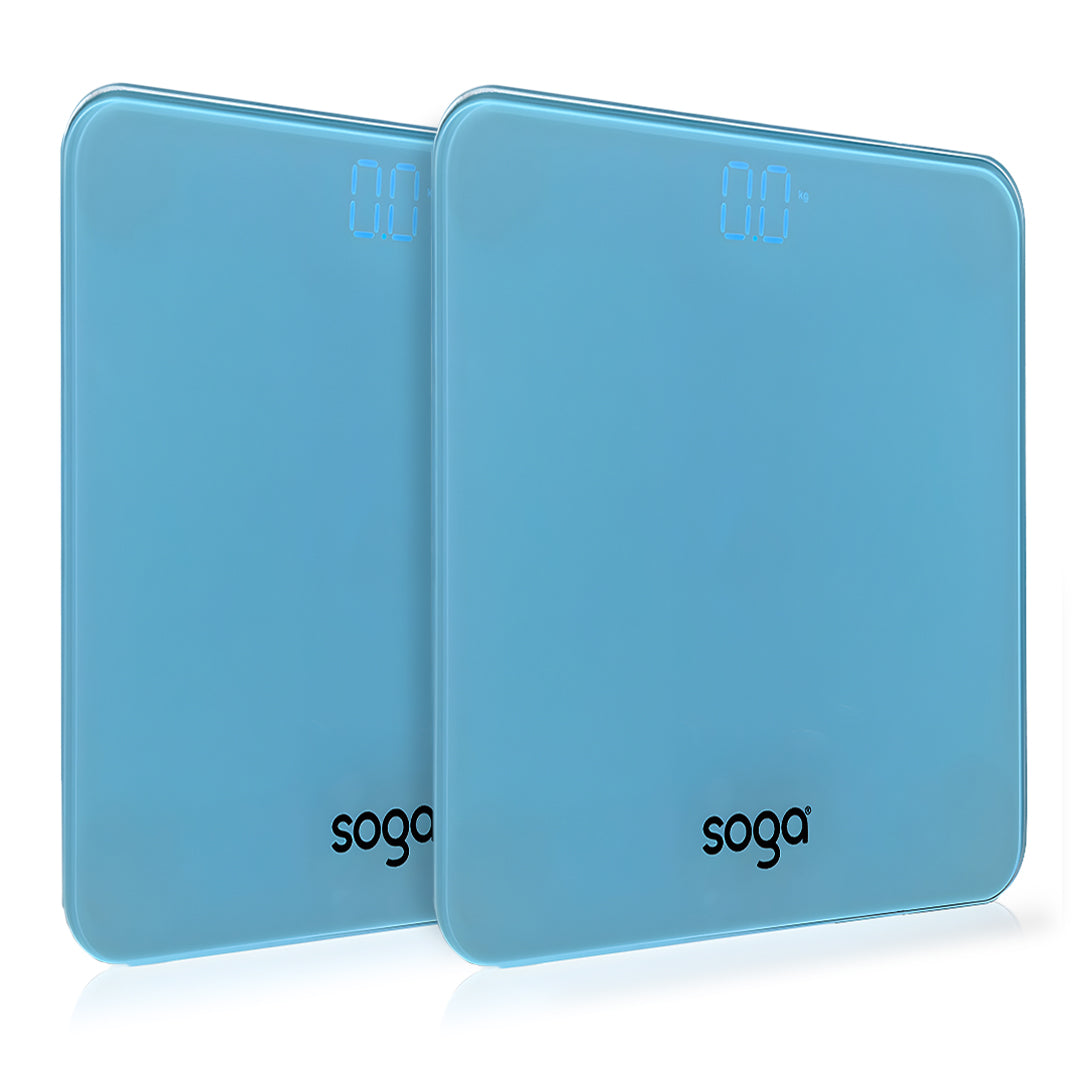 SOGA 2X 180kg Digital Fitness Weight Bathroom Gym Body Glass LCD Electronic Scales Blue $ 60.90