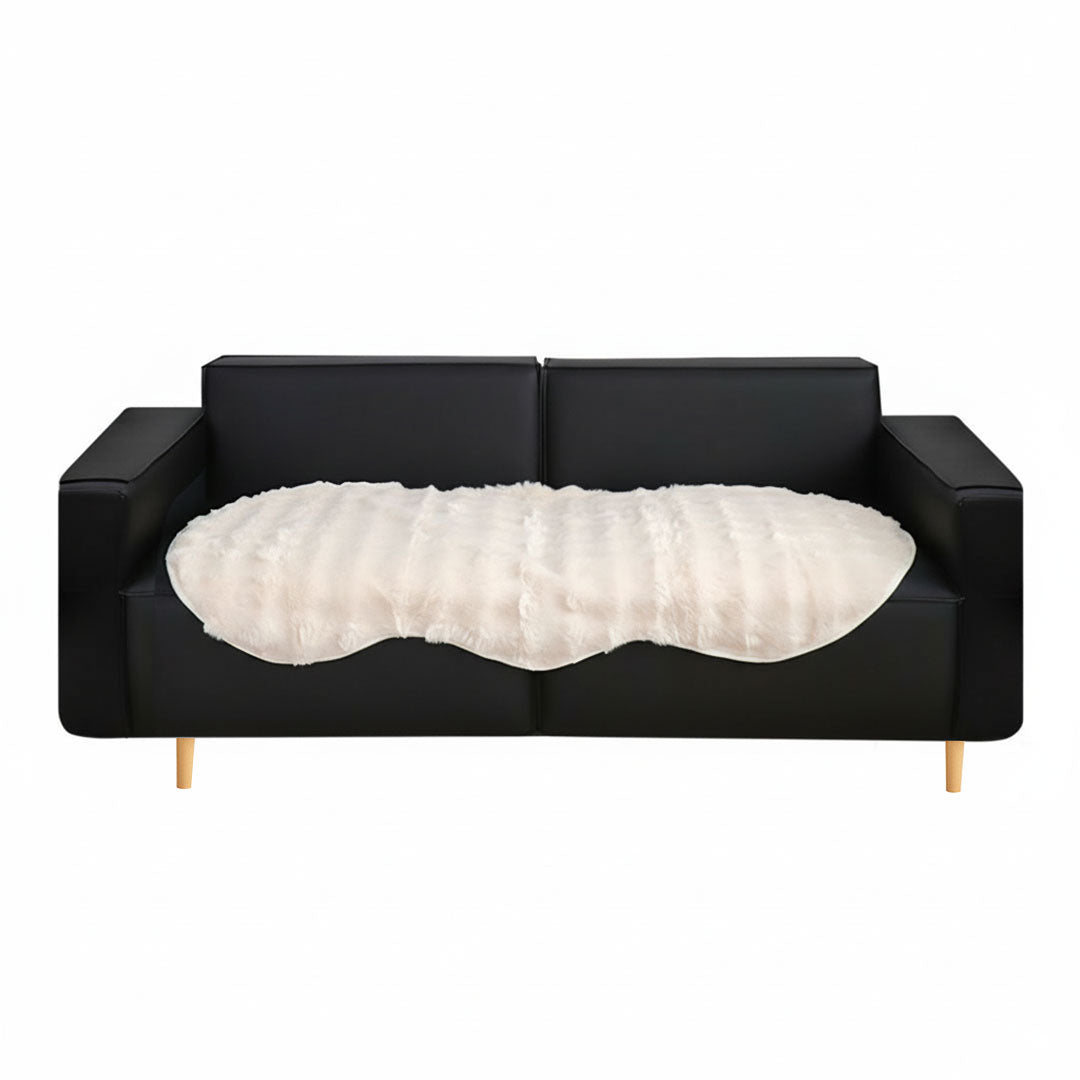 SOGA Four-seater White Faux Fur Throw Blanket 90x260cm Polyester $ 99.90