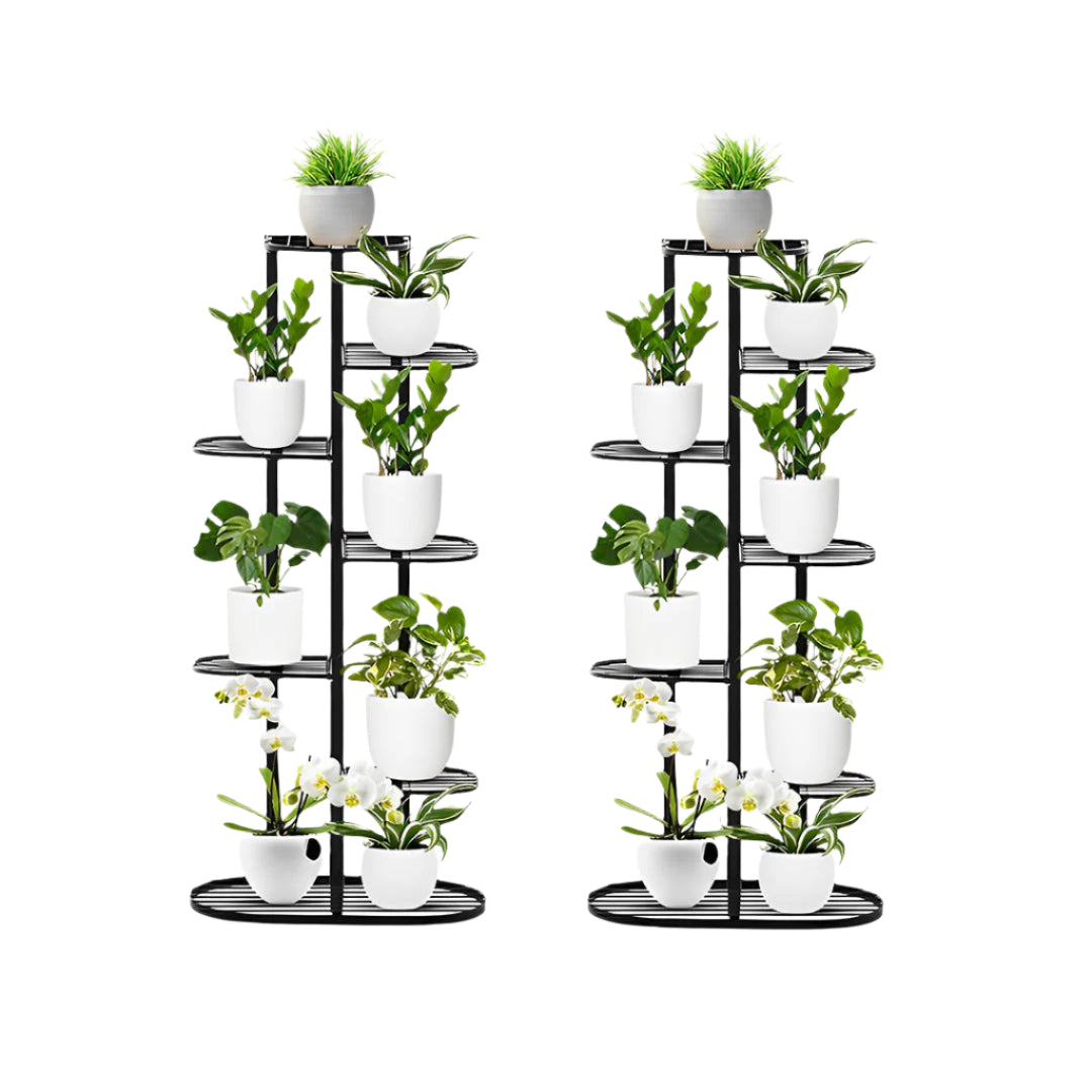 SOGA 2X 7 Tier 8 Pots Black Metal Plant Rack Flowerpot Storage Display Stand Holder Home Garden Decor $ 172.90