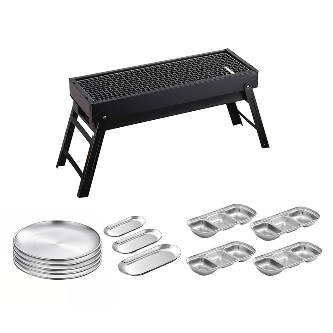 SOGA Kitchenware Bundle – Portable Charcoal Grill, Silver Grilling Plate, Nordic Plate & Sauce Pan $ 189