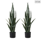 SOGA 2X 97cm Sansevieria Snake Artificial Plants with Black Plastic Planter Greenery, Home Office Decor $ 388.50