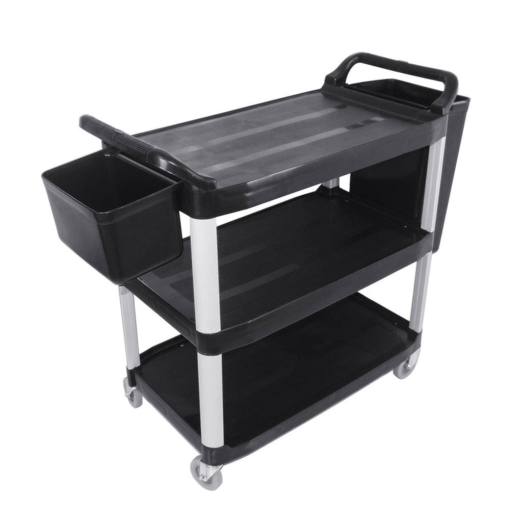 SOGA 3 Tier Food Trolley Food Waste Cart With Two Bins Storage Kitchen Black 83x43x95cm Small $ 282.50