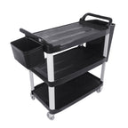 SOGA 3 Tier Food Trolley Food Waste Cart With Two Bins Storage Kitchen Black 83x43x95cm Small $ 282.50