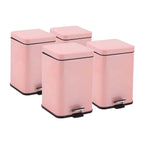 SOGA 4X Foot Pedal Stainless Steel Rubbish Recycling Garbage Waste Trash Bin Square 6L Pink $ 219.50