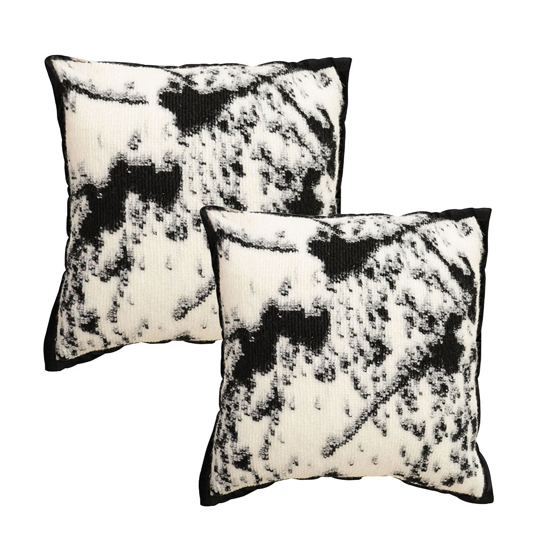 SOGA 2X 45cm Light Vintage Leopard Print Black & White Ink Splatter Wide-Edge SquareThrow Pillow $ 129.50