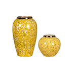 SOGA Home & Living Bundle – Yellow with White Mini Floral Ceramic Vases for Elegant Home Decor