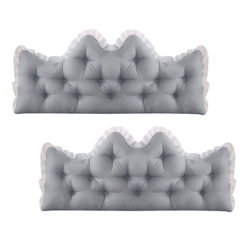 SOGA 2x120cm Crown Pillows Tufted Light Grey Headboard Cushion Set $ 114.50