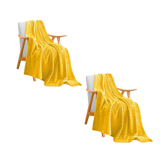 SOGA 2X Yellow Throw Blanket Warm Cozy Striped Pattern Thin Flannel Coverlet Fleece Bed Sofa Comforter $ 86.50