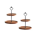 SOGA 2X 15cm 2 Tier Brown Round Wooden Acacia Dessert Tray Cake Snacks Cupcake Stand Buffet Serving Countertop Decor $ 86.50
