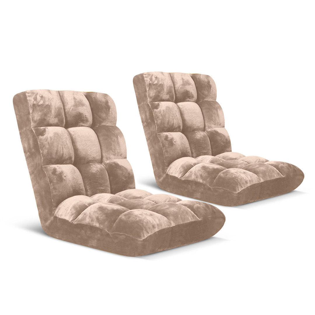 SOGA 2X Floor Recliner Folding Lounge Sofa Futon Couch Folding Chair Cushion Light Apricot $ 183.50