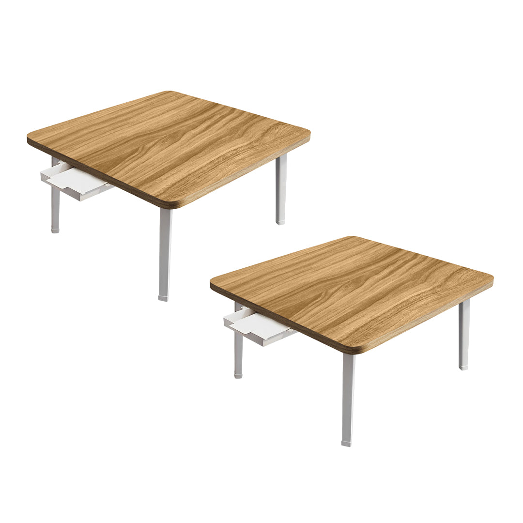 SOGA 2X Wood-Colored Portable Floor Table Small Square Space-Saving Mini Desk Home Decor