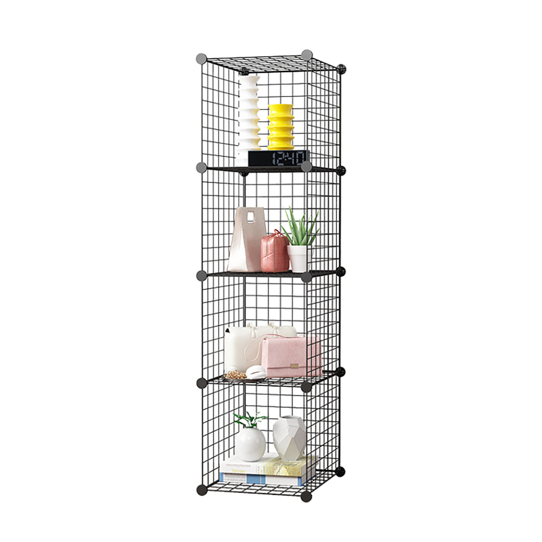 SOGA Black Portable 4 Tier Cube Storage Organiser Foldable DIY Modular Grid Space Saving Shelf $ 61.50