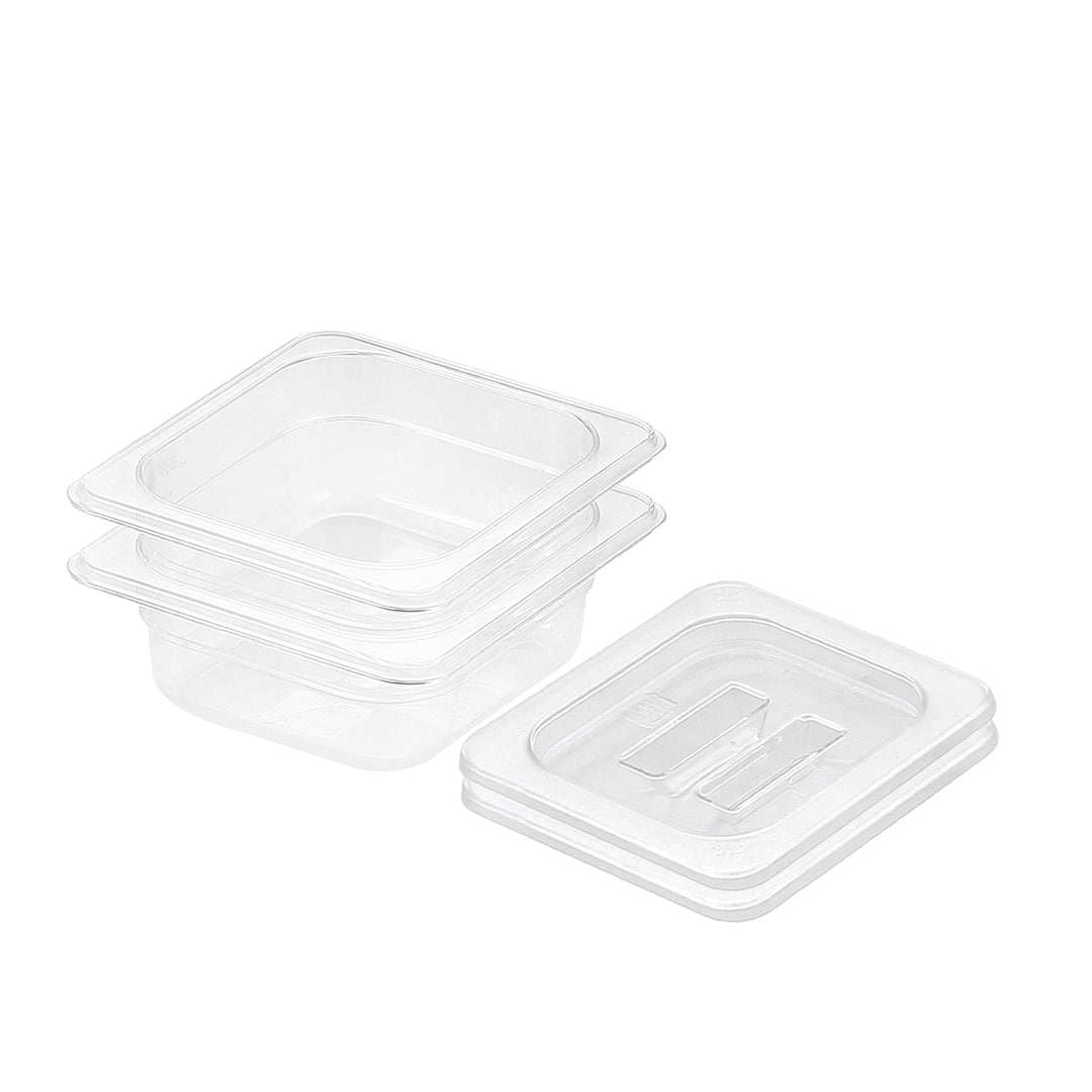 SOGA 65mm Clear Gastronorm GN Pan 1/6 Food Tray Storage Bundle of 2 with Lid $ 59.50