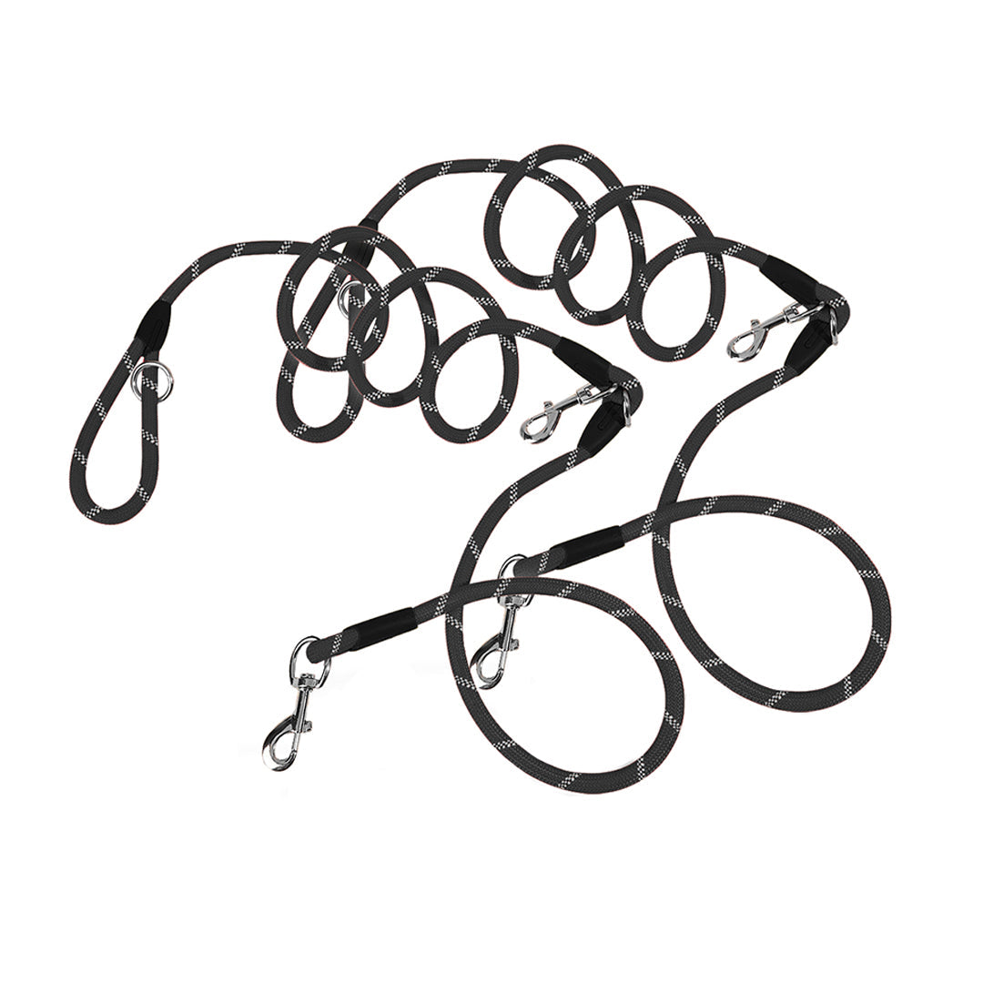 SOGA 2X 220cm Multifunction Hands-Free Rope Pet Cat Dog Puppy Double Ended Leash for Walking Training Tracking Obedience Black $ 47.50