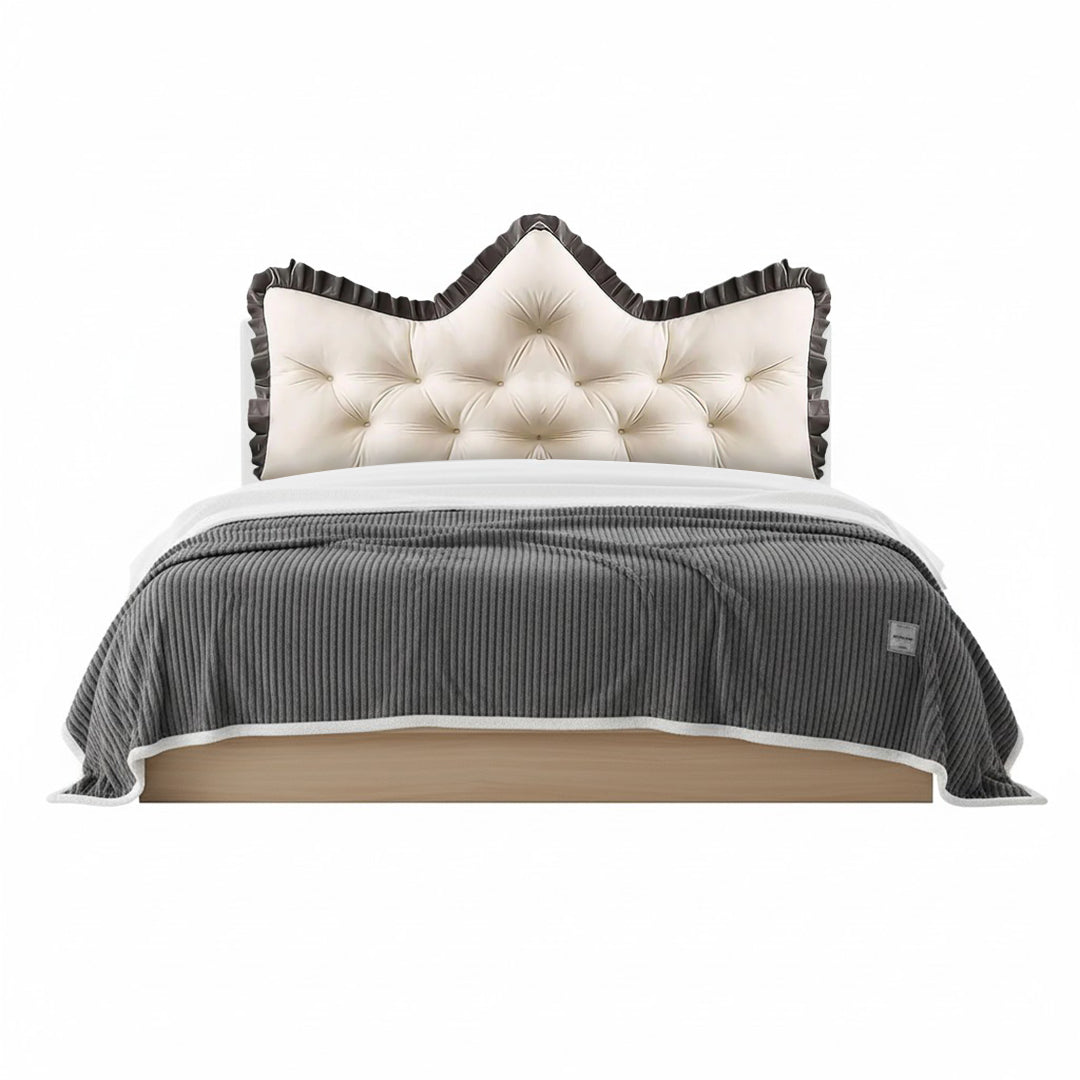 SOGA Home & Living Bundle – Crown Tufted Cream Pillow & Grey Cozy Flannel Throw Blanket