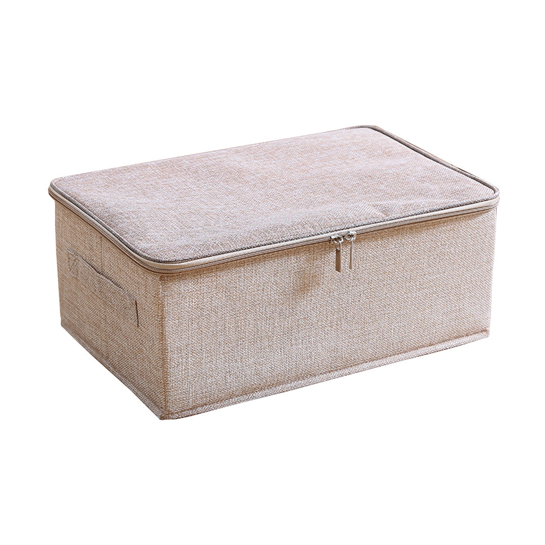 SOGA Beige Small Portable Double Zipper Storage Box Moisture Proof Clothes Basket Foldable Home Organiser $ 27.90