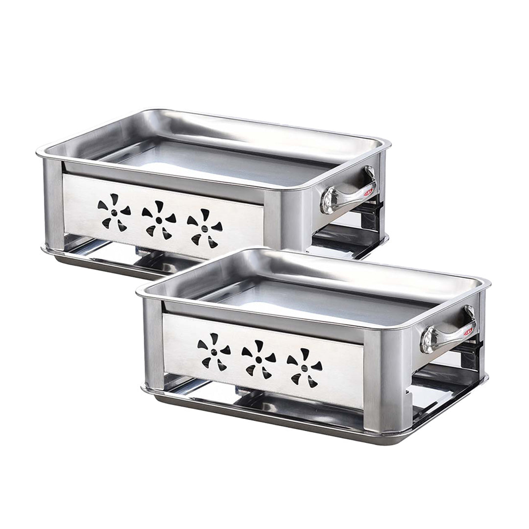2X 36CM Portable Stainless Steel Outdoor Chafing Dish BBQ Fish Stove Grill Plate $ 129.50