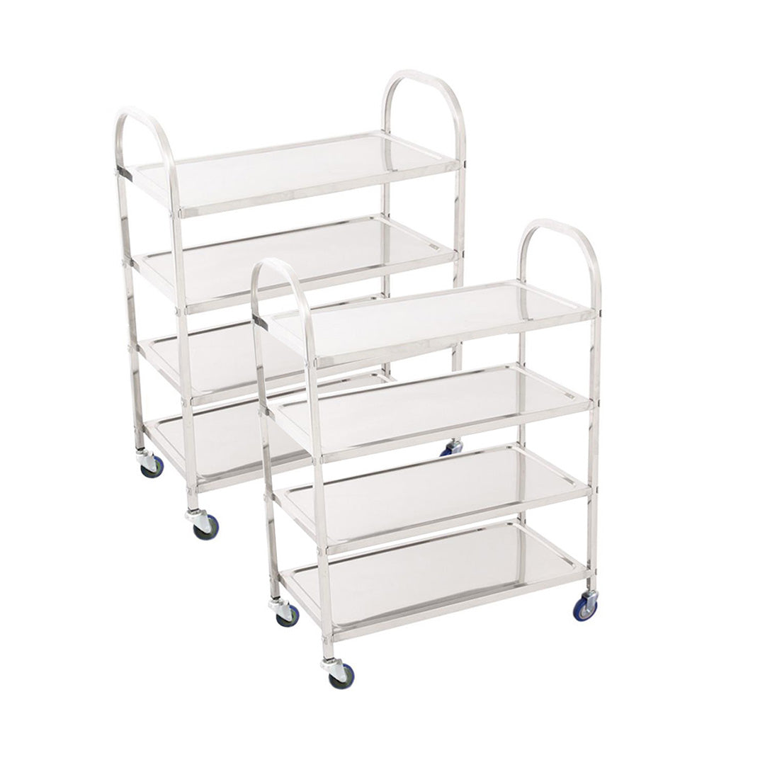 SOGA 2X 4 Tier 950x500x1220 Stainless Steel Kitchen Dining Food Cart Trolley Utility $ 620.90