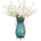 SOGA 51cm Blue Glass Tall Floor Vase and 10pcs White Artificial Fake Flower Set $ 466.90