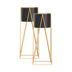 SOGA 2X 50cm Gold Metal Plant Stand with Black Flower Pot Holder Corner Shelving Rack Indoor Display $ 129.50