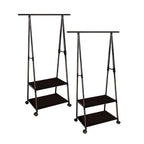SOGA 2X 2-in-1 Organiser Clothes Shoe Rack Space-Saving Triangular Storage with Wheels Black $ 129.50