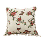 SOGA 45cm Creamy White French Vintage Butterfly Loves Flowers Tassel Throw Pillow $ 55.50