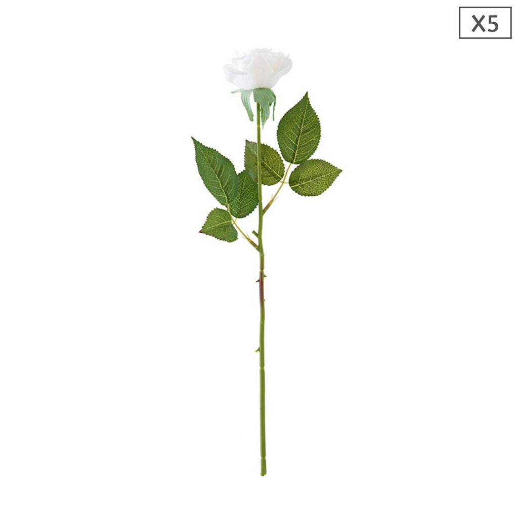 SOGA 5pcs Artificial Silk Flower Fake Rose Bouquet Table Decor White $ 27.90