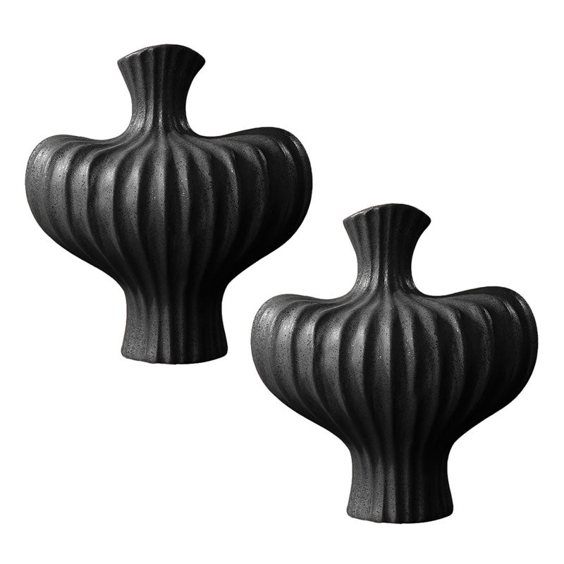SOGA 2X 28X30cm Ornament Large Matte Black Vases Countertop Decoration Accessories Porch Crafts Home Decor $ 198.50