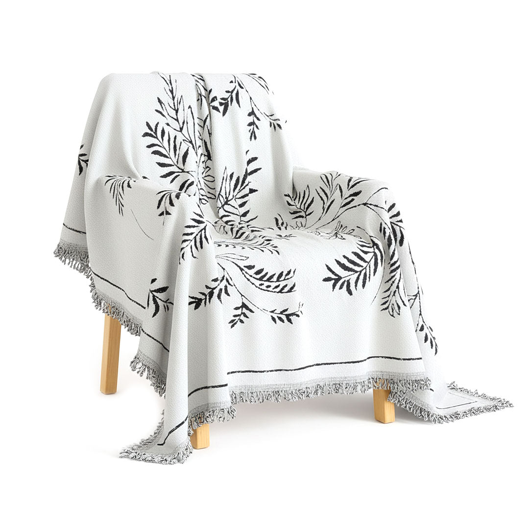 SOGA Three-seater White Sofa Cover Leaf Print 180x340cm Polyester $ 162.50