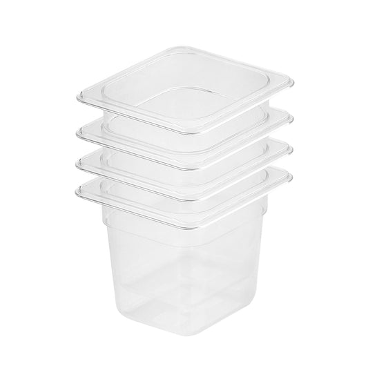 SOGA 150mm Clear Gastronorm GN Pan 1/6 Food Tray Storage Bundle of 4
