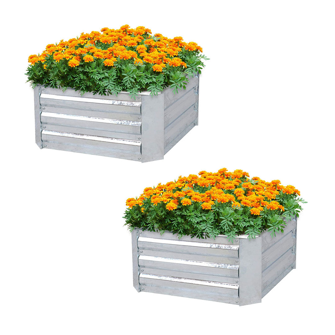SOGA 2X 100cm Square Galvanised Raised Garden Bed Vegetable Herb Flower Outdoor Planter Box $ 198.50