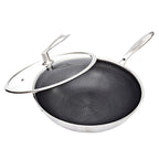 SOGA 32cm Stainless Steel Tri-Ply Frying Cooking Fry Pan Textured Non Stick Interior Skillet with Glass Lid $ 144.50