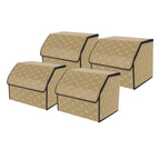 SOGA 4X Leather Car Boot Collapsible Foldable Trunk Cargo Organizer Portable Storage Box Beige/Gold Stitch Small $ 147.90