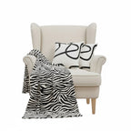 SOGA Home & Living Bundle – 2 White Letter Pillows & Black & White Zebra Throw