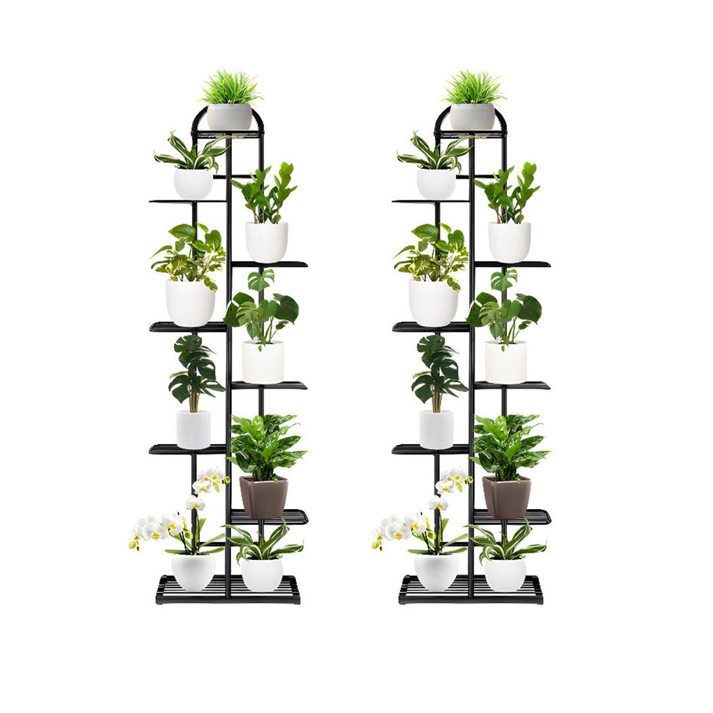 SOGA 2X 8 Tier 9 Pots Black Metal Plant Stand Flowerpot Display Shelf Rack Indoor Home Office Decor $ 193.90