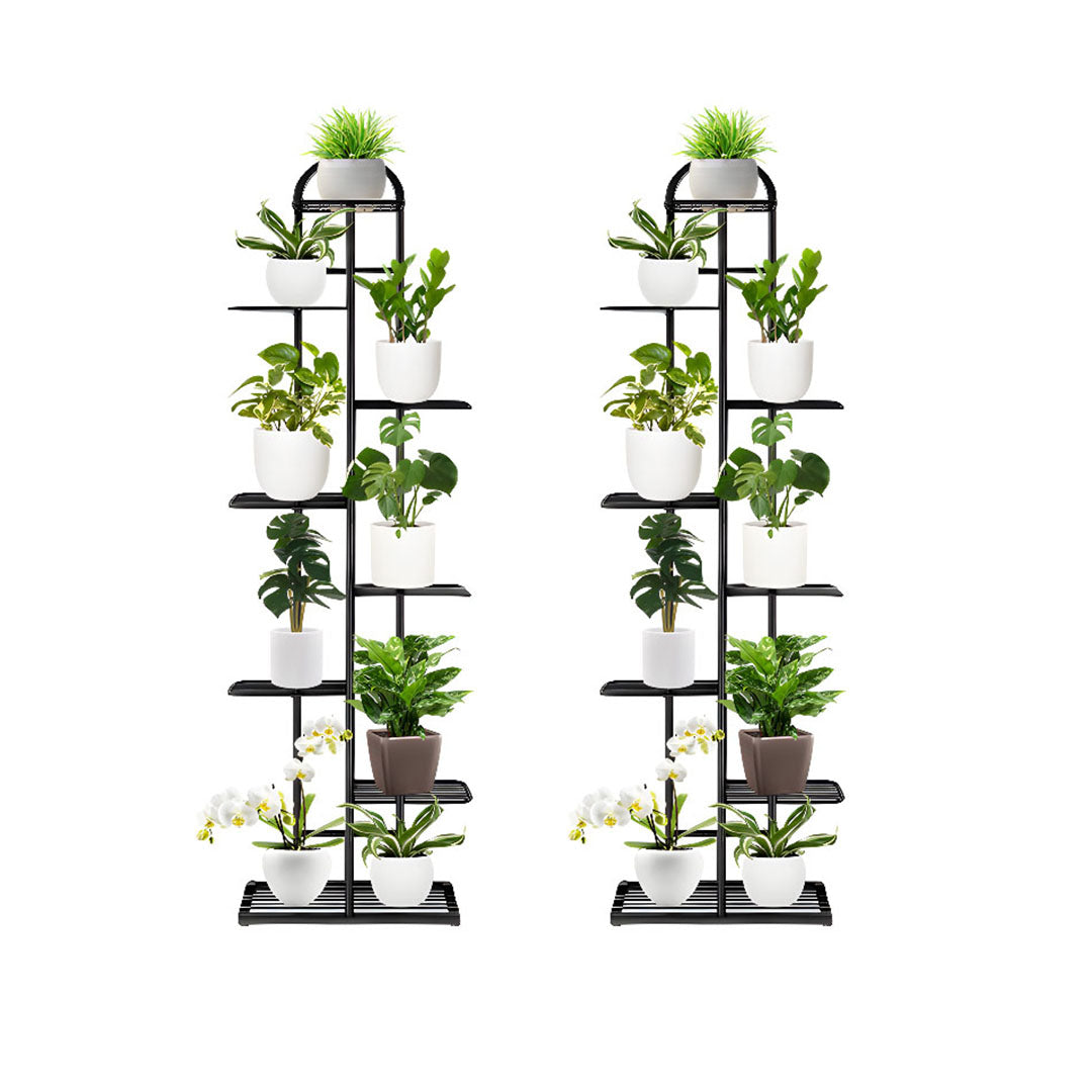 SOGA 2X 8 Tier 9 Pots Black Metal Plant Stand Flowerpot Display Shelf Rack Indoor Home Office Decor $ 193.90