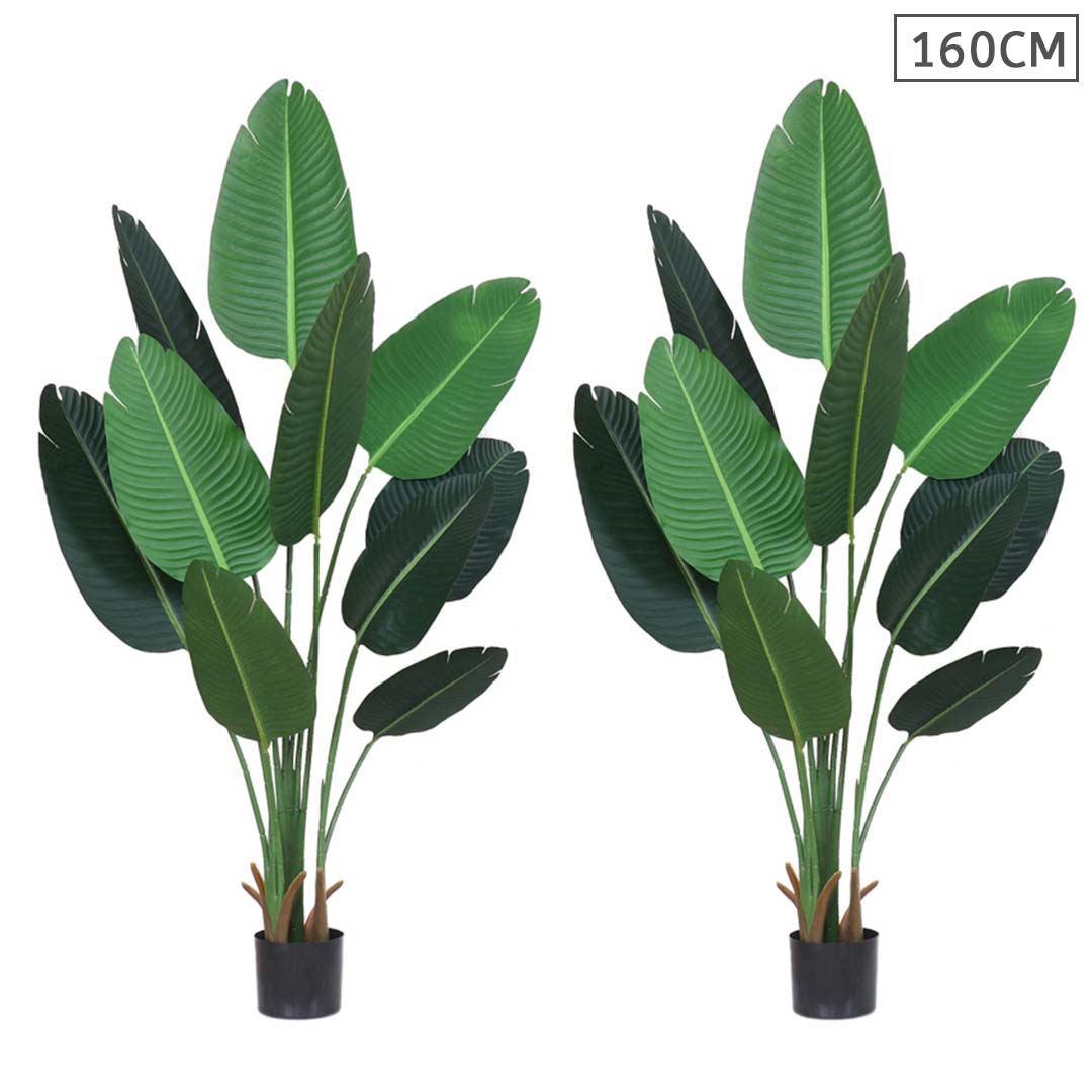 SOGA 2X 160cm Artificial Green Indoor Traveler Banana Fake Decoration Tree Flower Pot Plant $ 280.90