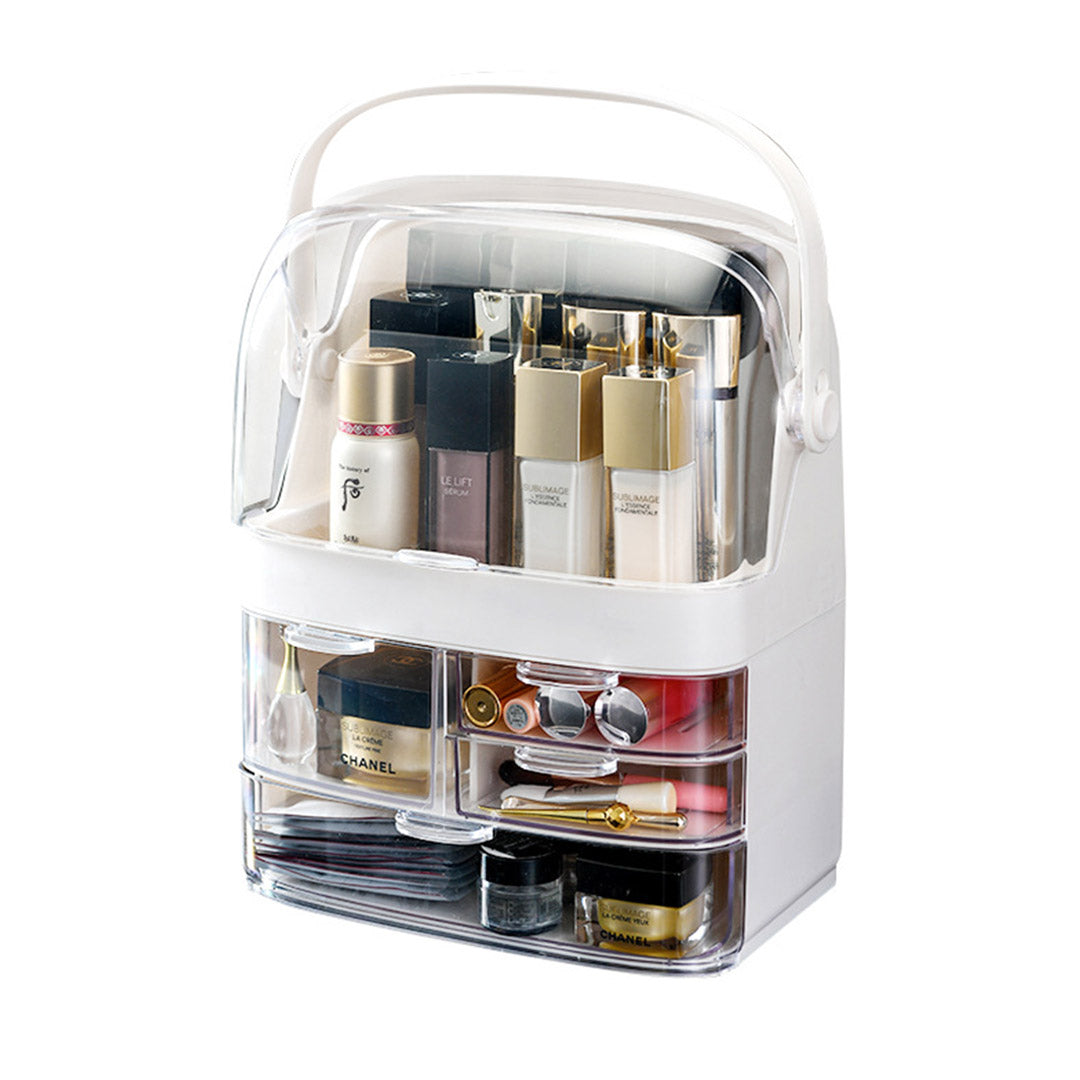 SOGA 3 Tier White Countertop Makeup Cosmetic Storage Organiser Skincare Holder Jewelry Storage Box with Handle $ 66.90