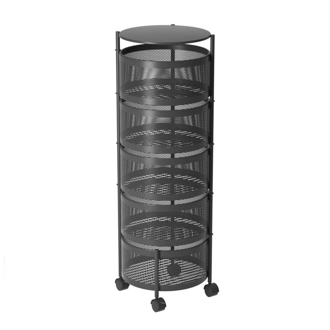 SOGA 5 Tier Steel Round Rotating Kitchen Cart Multi-Functional Shelves Storage Organizer with Wheels $ 122.50