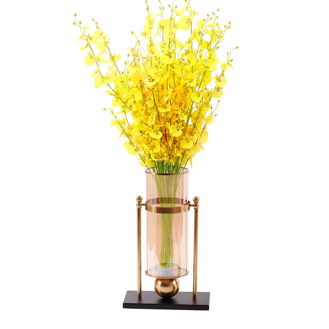SOGA 42cm Modern Transparent Glass Flower Vase with Yellow Artificial Flower $ 188.90