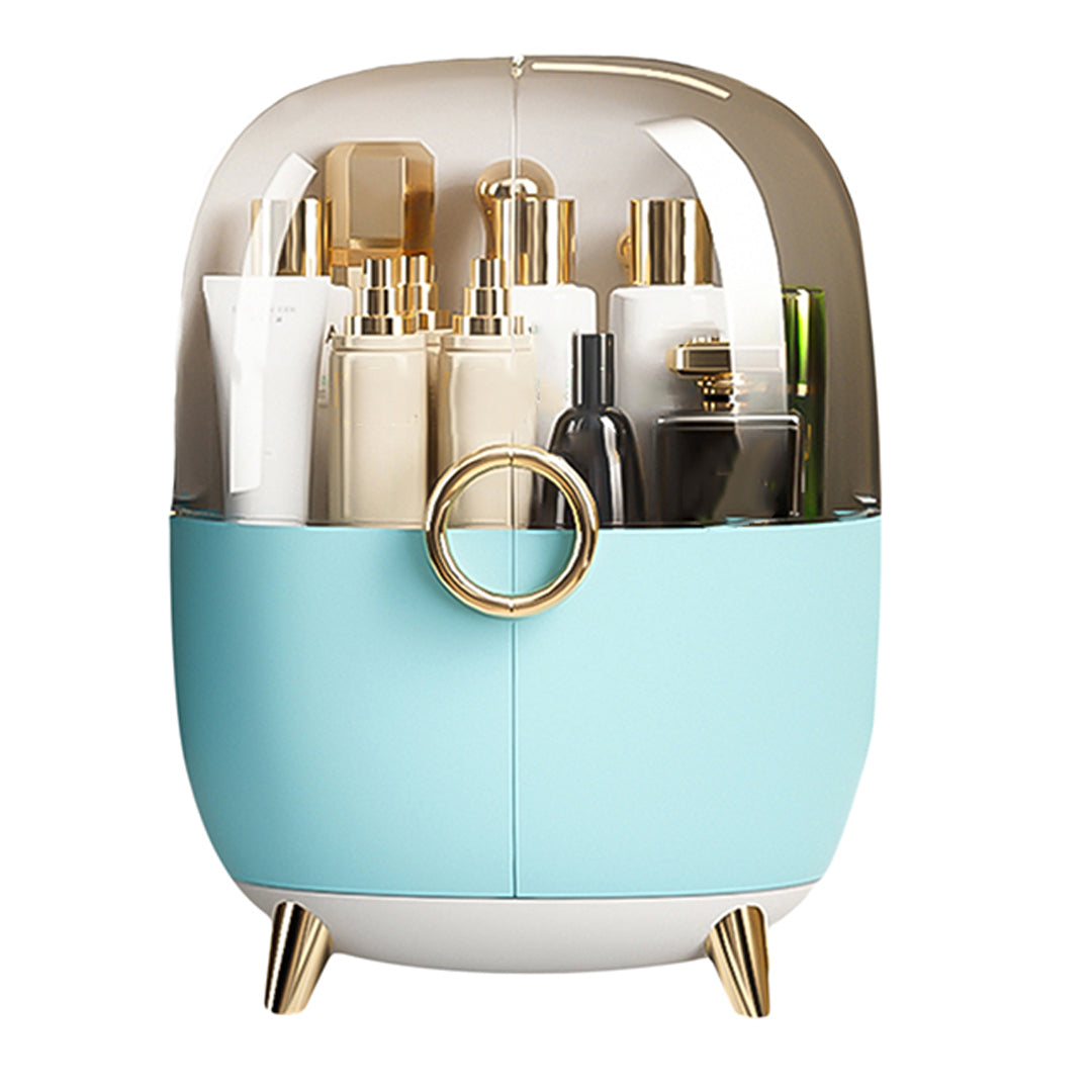 SOGA Blue Transparent Countertop Makeup Organiser Cosmetic Storage Waterproof Dustproof Bathroom Skincare Holder with Lid $ 66.90