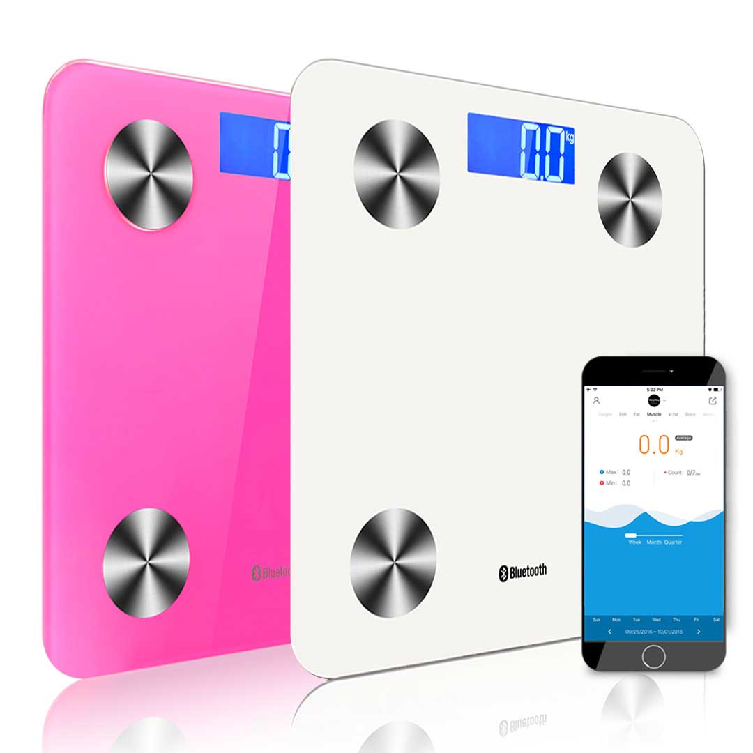 SOGA 2X Wireless Bluetooth Digital Body Fat Scale Bathroom Health Analyser Weight White/Pink $ 110.90