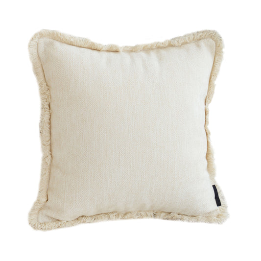 SOGA 45cm Creamy White Home Aesthetic Chenille Texture Tassel Square Throw pillow